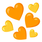 oranges Herz + gelbes Herz