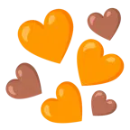 oranges Herz + braunes Herz