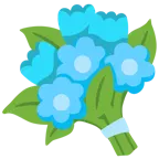 hellblaues Herz + Blumenstrauß
