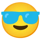 hellblaues Herz + lächelndes Gesicht mit Sonnenbrille