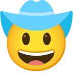 hellblaues Herz + Gesicht mit Cowboyhut