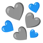 graues Herz + blaues Herz