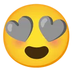 graues Herz + lächelndes Gesicht mit herzförmigen Augen