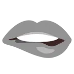 graues Herz + auf Lippe beißen