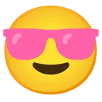 pinkes Herz + lächelndes Gesicht mit Sonnenbrille
