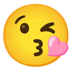 pinkes Herz + Kuss zuwerfendes Gesicht