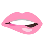 pinkes Herz + auf Lippe beißen