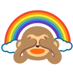 Regenbogen + sich die Augen zuhaltendes Affengesicht