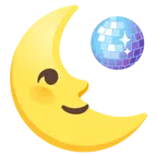 Mondsichel mit Gesicht rechts + Discokugel