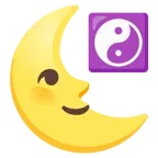 Mondsichel mit Gesicht rechts + Yin und Yang