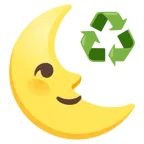 Mondsichel mit Gesicht rechts + Recycling-Symbol