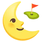 Mondsichel mit Gesicht rechts + Golffahne