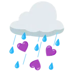 Wolke mit Regen + lila Herz