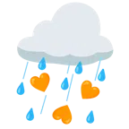 Wolke mit Regen + oranges Herz