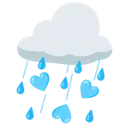Wolke mit Regen + hellblaues Herz