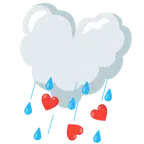 Wolke mit Regen + rotes Herz