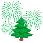 fuochi d’artificio + albero sempreverde