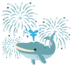 fuochi d’artificio + balena che spruzza acqua
