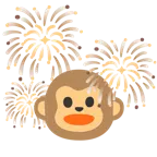 打ち上げ花火 + サルの顔