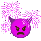 fuochi d’artificio + faccina arrabbiata con corna