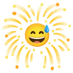 fuochi d’artificio + faccina con sorriso e goccia di sudore