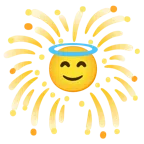 fuochi d’artificio + faccina con sorriso e aureola