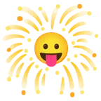 fuochi d’artificio + faccina che mostra la lingua