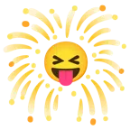 fuochi d’artificio + faccina che strizza gli occhi e mostra la lingua