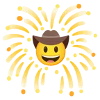 fuochi d’artificio + faccina con cappello da cowboy