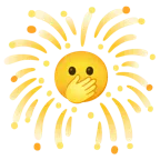打ち上げ花火 + 目を開けて口に手を当てた顔