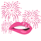 fuochi d’artificio + bocca che morde il labbro