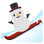 スキー + 雪だるま