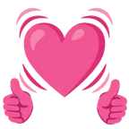 pulgar hacia arriba + corazón latiendo