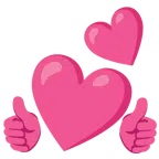 pulgar hacia arriba + dos corazones