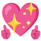 pulgar hacia arriba + corazón brillante