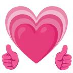 pulgar hacia arriba + corazón creciente