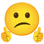 pulgar hacia arriba + cara de confusión