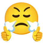 pulgar hacia arriba + cara resoplando