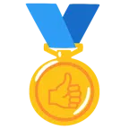 pulgar hacia arriba + medalla de oro