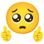 pulgar hacia arriba + cara suplicante