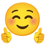 pulgar hacia arriba + cara sonriente