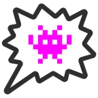 Computerspiel-Monster + Sprechblase für wütende Aussage rechts