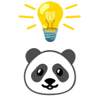lâmpada + rosto de panda