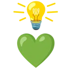lâmpada + coração verde