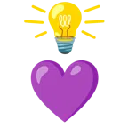 lâmpada + coração roxo