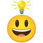 lampadina + faccina con sorriso e occhi spalancati