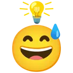 lampadina + faccina con sorriso e goccia di sudore