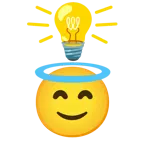 lâmpada + rosto sorridente com auréola