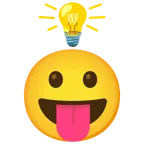 lampadina + faccina che mostra la lingua