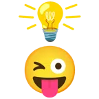 lampadina + faccina che fa l’occhiolino e mostra la lingua
